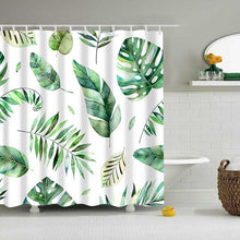Load image into Gallery viewer, Green Tropical Plants Shower Curtain Bathroom Waterproof Polyester Shower Curtain Leaves Printing Curtains for bathroom shower